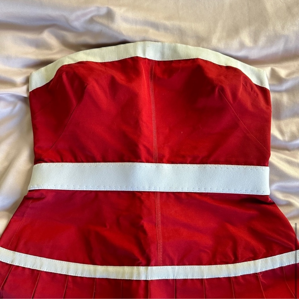 Dolce & Gabbana Red Strapless Dress with White Bands - Picture 5 of 5